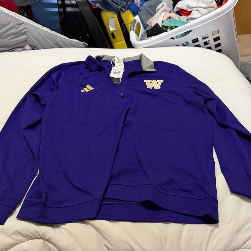 Adidas Purple Washington Huskies 1/4 Zip Jacket NWT